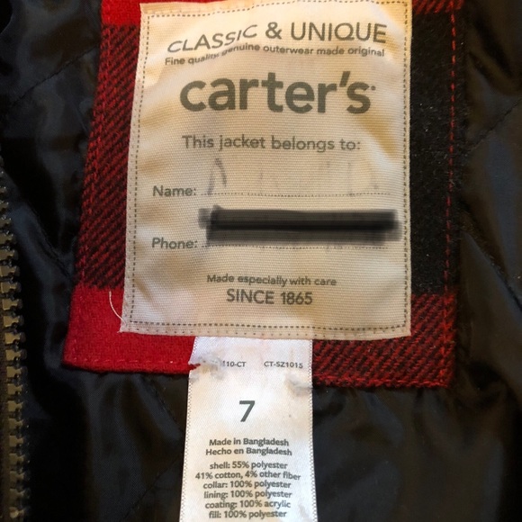 Carter’s Size 7 Buffalo Coat - Picture 4 of 4
